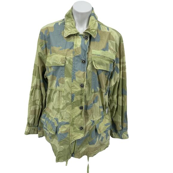 Free People Lead The Way Camo Utility Jacket Womens SZ M Slouchy Oversized Green - Picture 1 of 11
